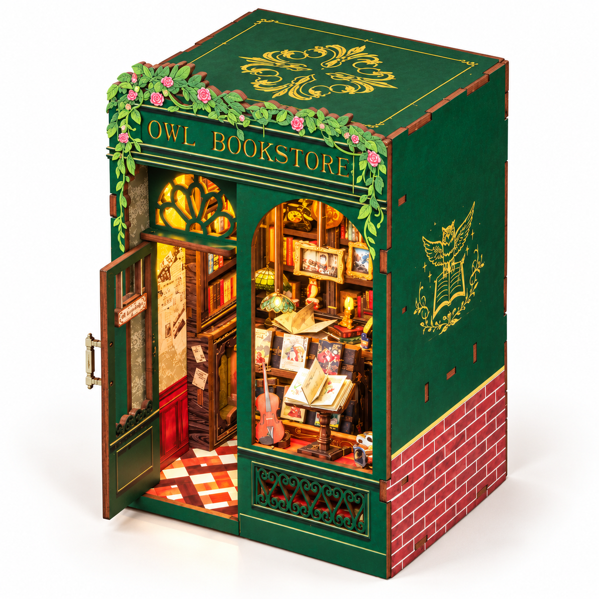 Book Nook Owl Bookstore Cutebee | Librairie miniature lumineuse