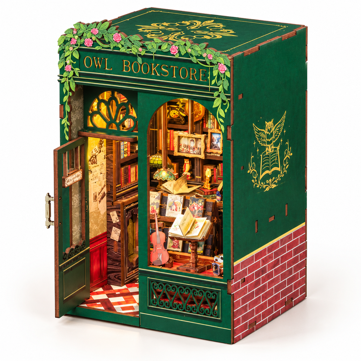 Book Nook Owl Bookstore Cutebee | Librairie miniature lumineuse
