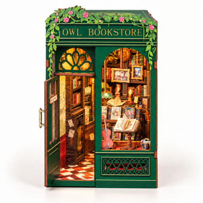 Book Nook Owl Bookstore Cutebee | Librairie miniature lumineuse