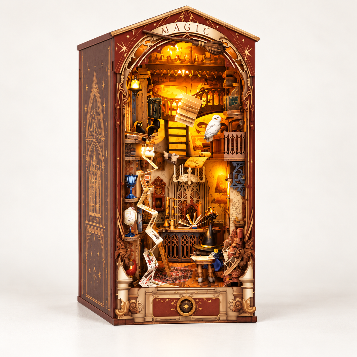 Book Nook Magic World | Bibliothèque miniature lumineuse