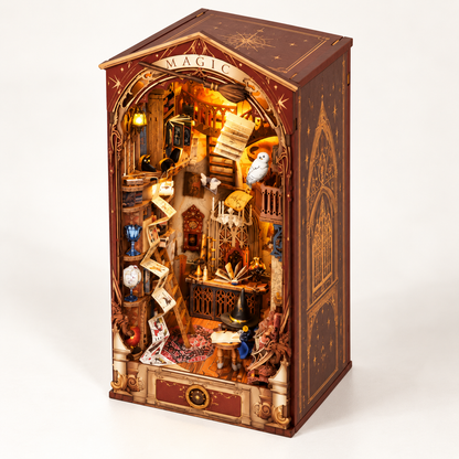 Book Nook Magic World | Bibliothèque miniature lumineuse