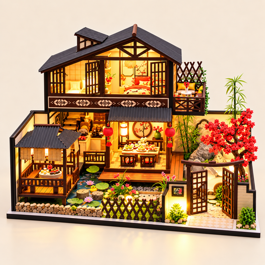 villa japonaise — vue face, rendu IA illustratif
